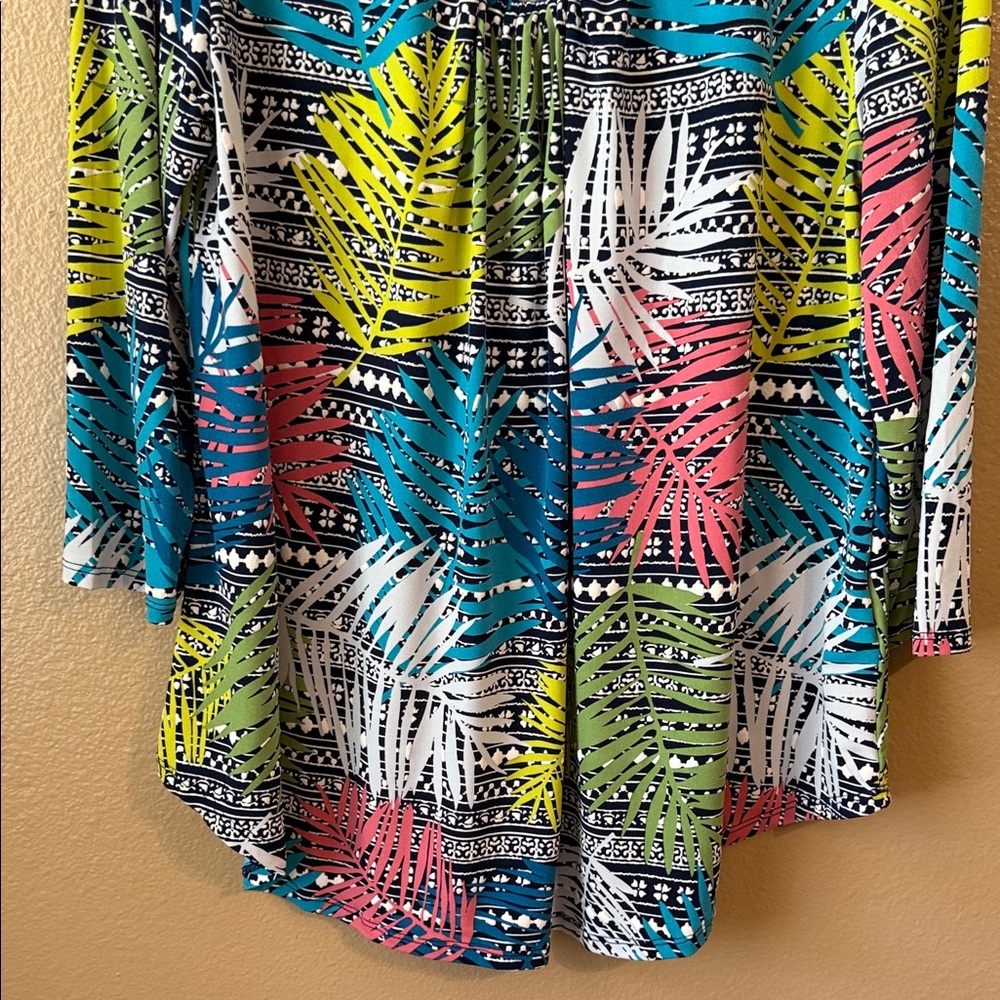 Ruby Rd. Vibrant Tropical Leaf Blouse - image 4